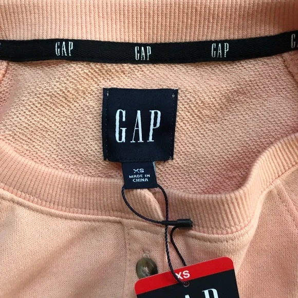 GAP HENLEY SWEATSHIRT, PEACH MELBA, XS - Picture 4 of 9
